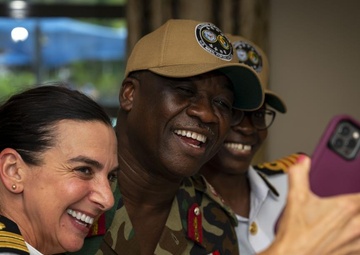 ACCRA, GHANA –– U.S. Navy Cmdr. Carla Pappalardo takes a photo with partners at the Africa Malaria Task Force (AMTF) conference, July 18, 2023.
