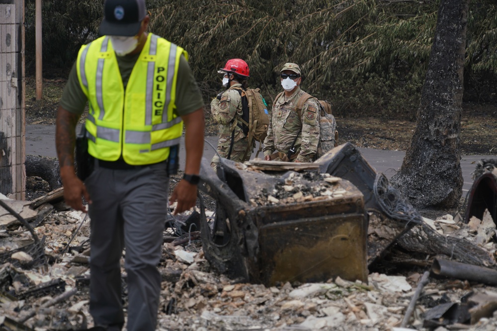 Hawaii National Guardsmen deploy to Maui County to aid in search efforts.