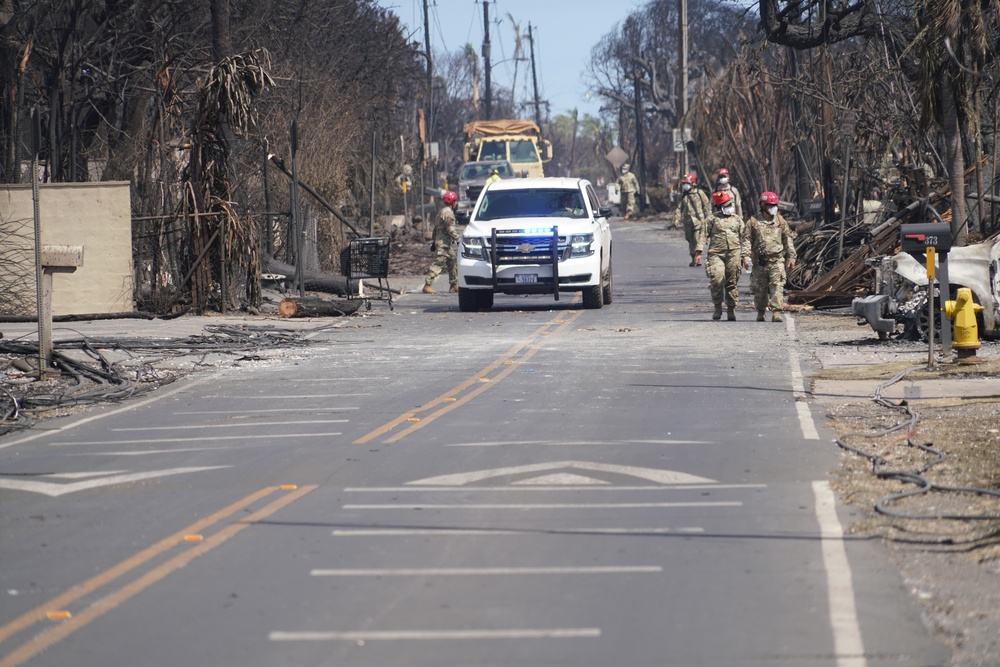 Hawaii National Guardsmen deploy to Maui County to aid in search efforts.