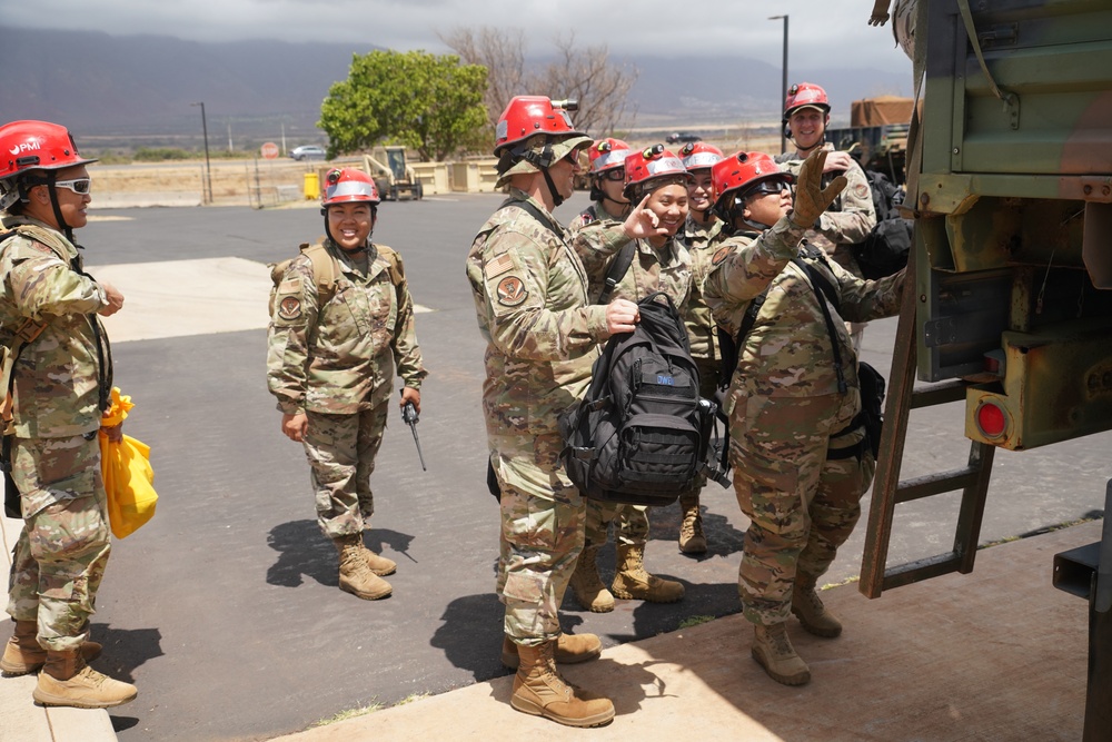Hawaii National Guardsmen deploy to Maui County to aid in search efforts.