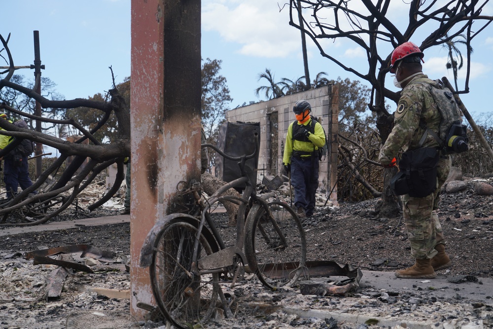 Hawaii National Guardsmen deploy to Maui County to aid in search efforts.