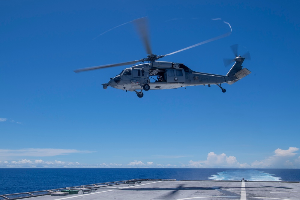 USS Manchester conducts flight operations