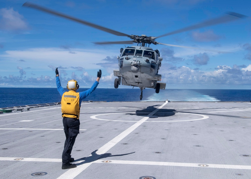 USS Manchester conducts flight operations