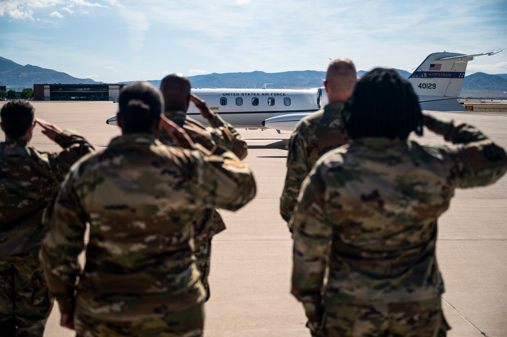 Gen. Thomas Bussiere arrives at Kirtland Air Force Base