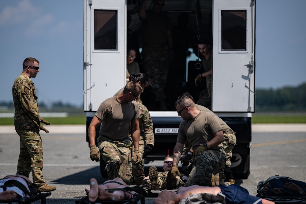 436th MDG, 142nd AES enhance Multi-Capable Airmen skills during MEDIC-X training