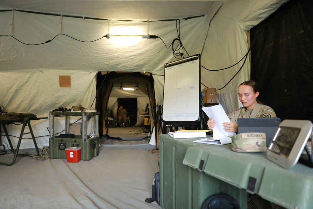 294th Medical Company Area Support (MCAS), Iowa National Guard operate a Role II Medical Facility at Northern Strike 2023