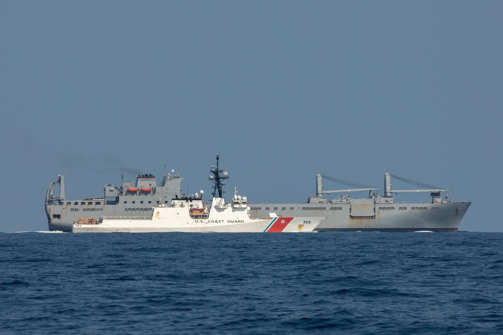 U.S. Coast Guard Cutter Munro escorts USNS Ship in East China Sea