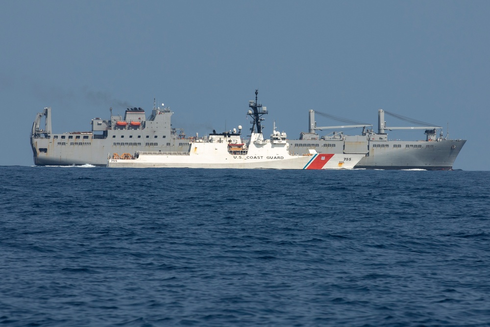 U.S. Coast Guard Cutter Munro escorts USNS Ship in East China Sea