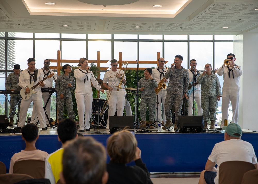 U.S. 7th Fleet Band and the Philippine Army and the Philippine Air Force Western Command Band perform together