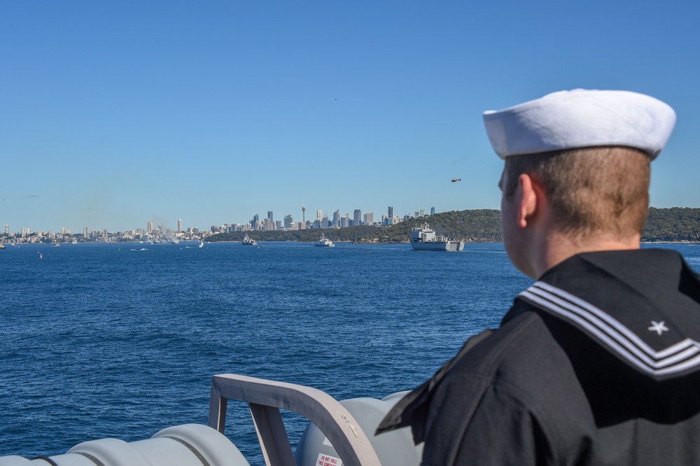 USS Green Bay (LPD 20) Participates in Exercise MALABAR 23 in Sydney Harbor with Allies and Partners