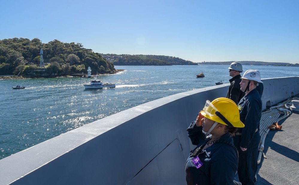 USS Green Bay (LPD 20) Participates in Exercise MALABAR 23 in Sydney Harbor with Allies and Partners