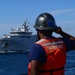 U.S. Coast Guard Cutter Forward (WMEC 911) conducts a towing exercise with the French navy