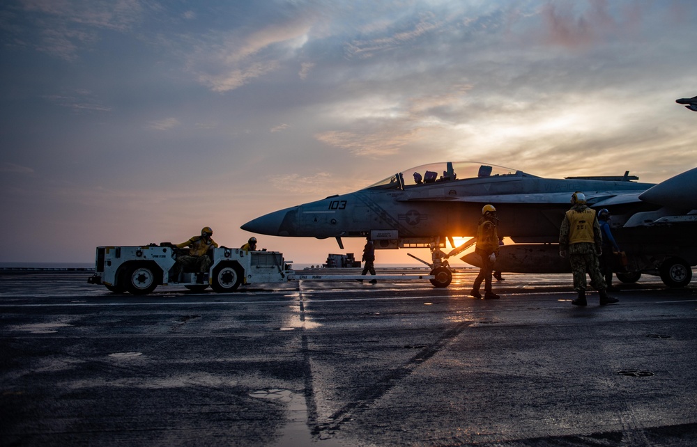 USS Ronald Reagan (CVN 76) Sailors conduct daily flight operations