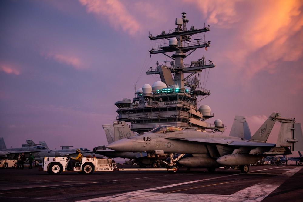 USS Ronald Reagan (CVN 76) Sailors conduct daily flight operations