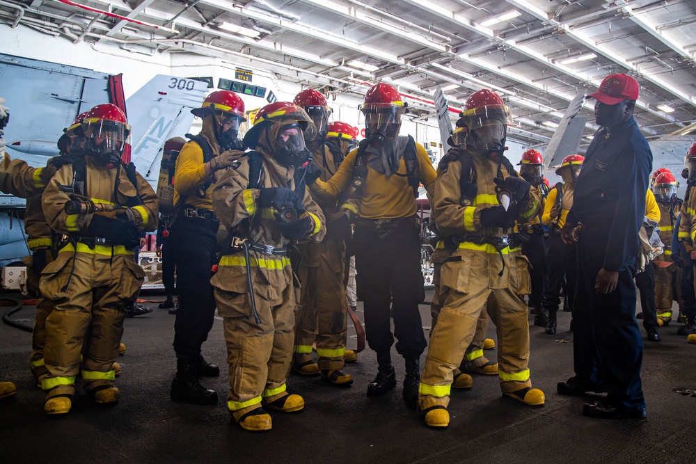USS Ronald Reagan (CVN 76) conducts general quarters drill