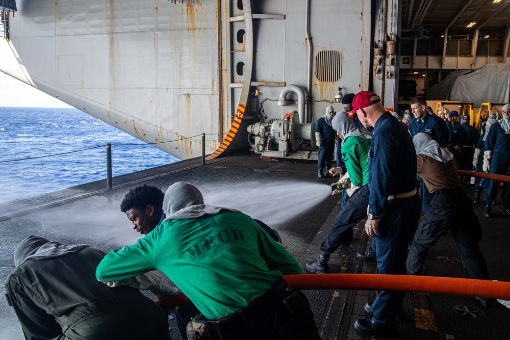 USS Ronald Reagan (CVN 76) conducts general quarters drill