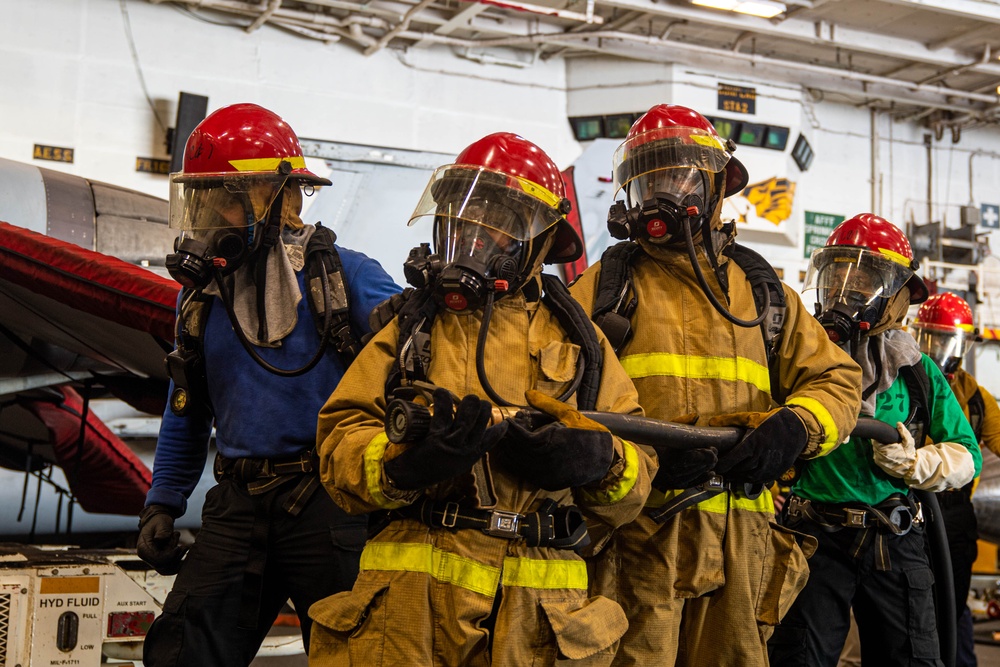 USS Ronald Reagan (CVN 76) conducts general quarters drill