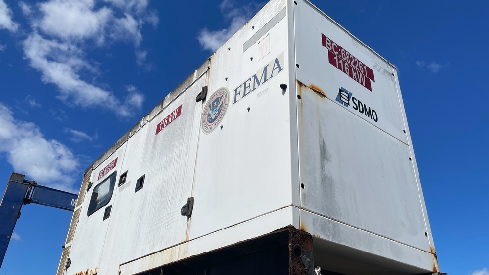 The First of 32 Generators Arrive at the FEMA Staging Area in Maui