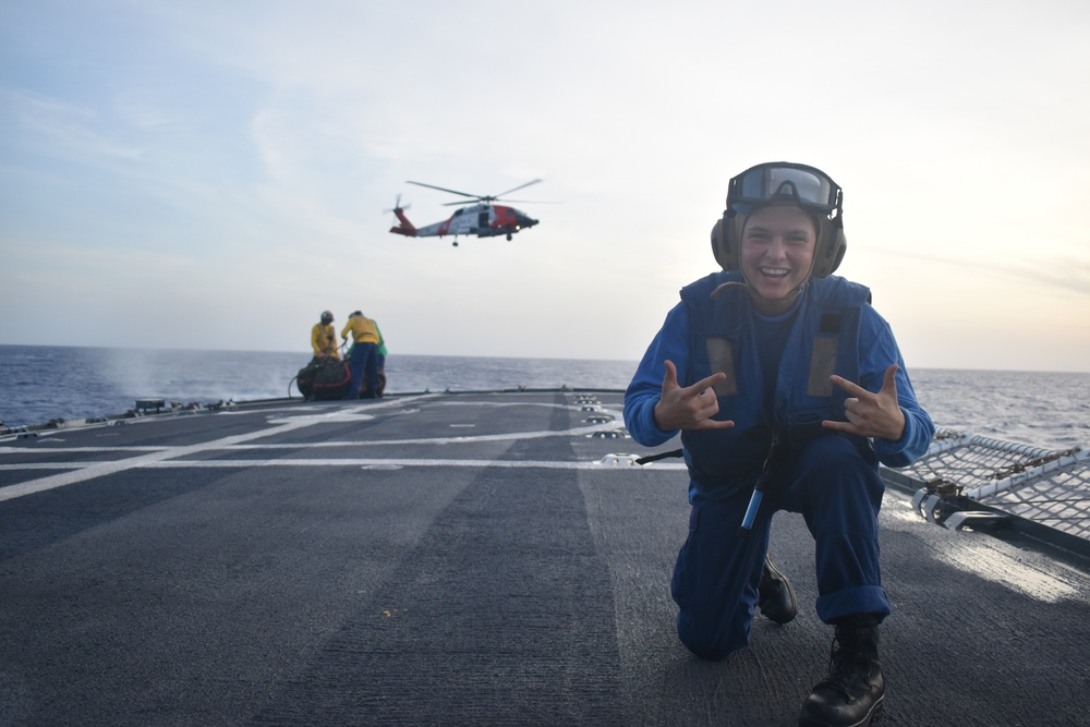 Coast Guard Cutter Resolute conducts helicopter operations underway