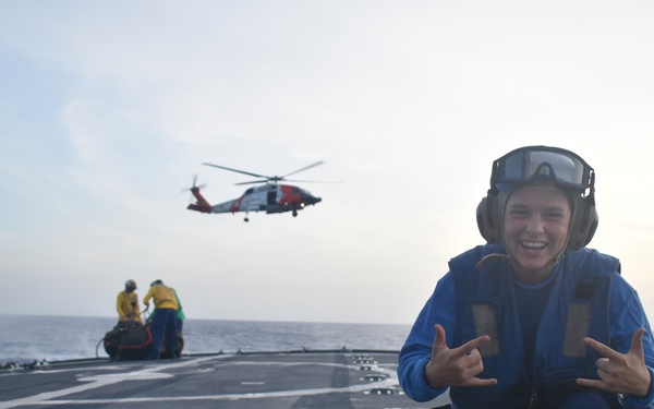 Coast Guard Cutter Resolute conducts helicopter operations underway