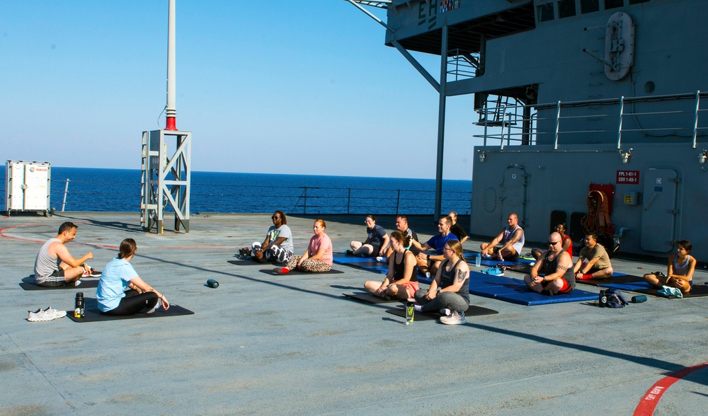 USS Mount Whitney Yoga Class