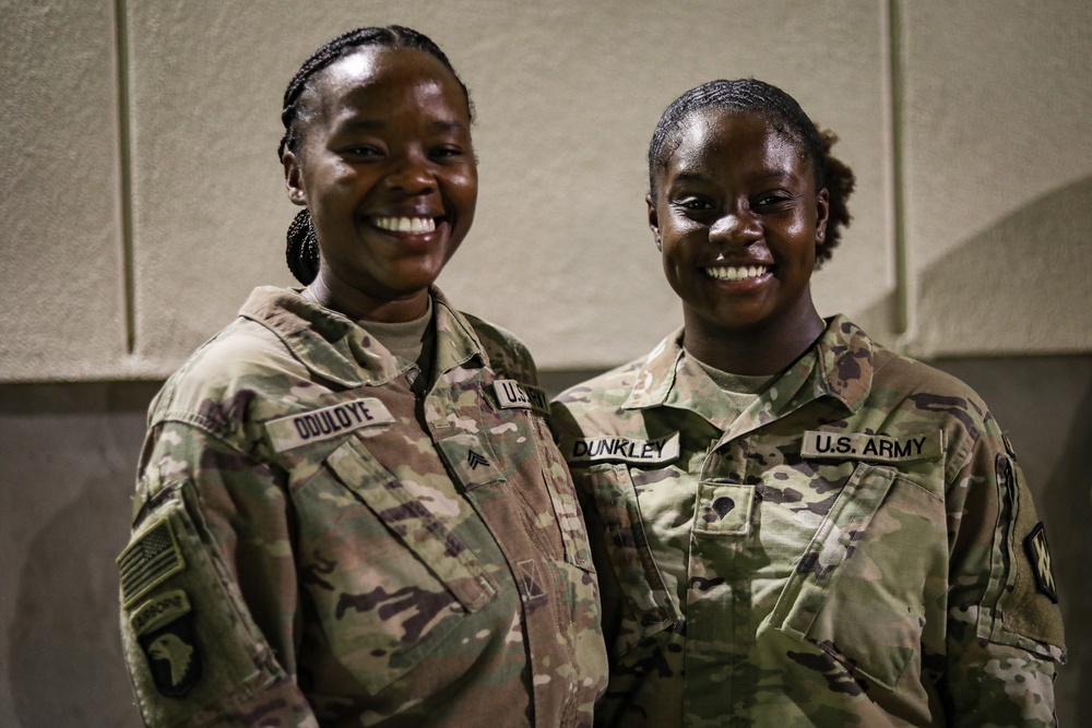 Soldiers with the 673rd Quartermaster Company return home from deployment