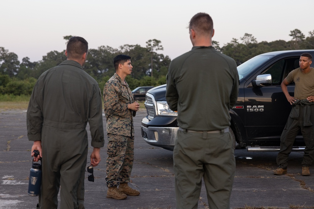 Marines with Marine Heavy Helicopter Squadron (HMH) 461 arrive at Marine Corps Outlying Landing Field Oak Grove