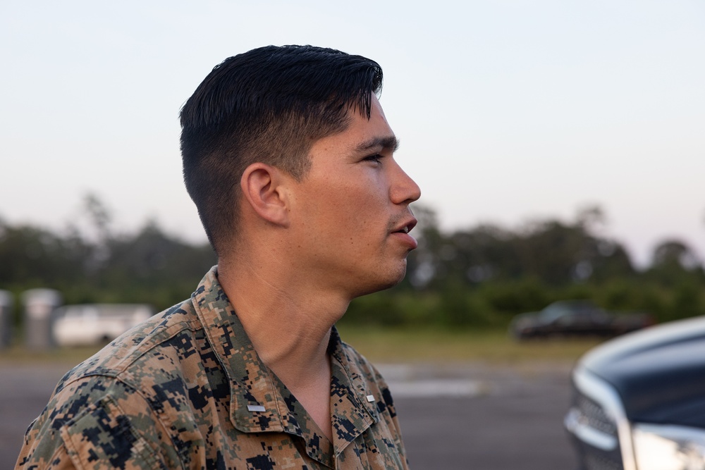 Marines with Marine Heavy Helicopter Squadron (HMH) 461 arrive at Marine Corps Outlying Landing Field Oak Grove