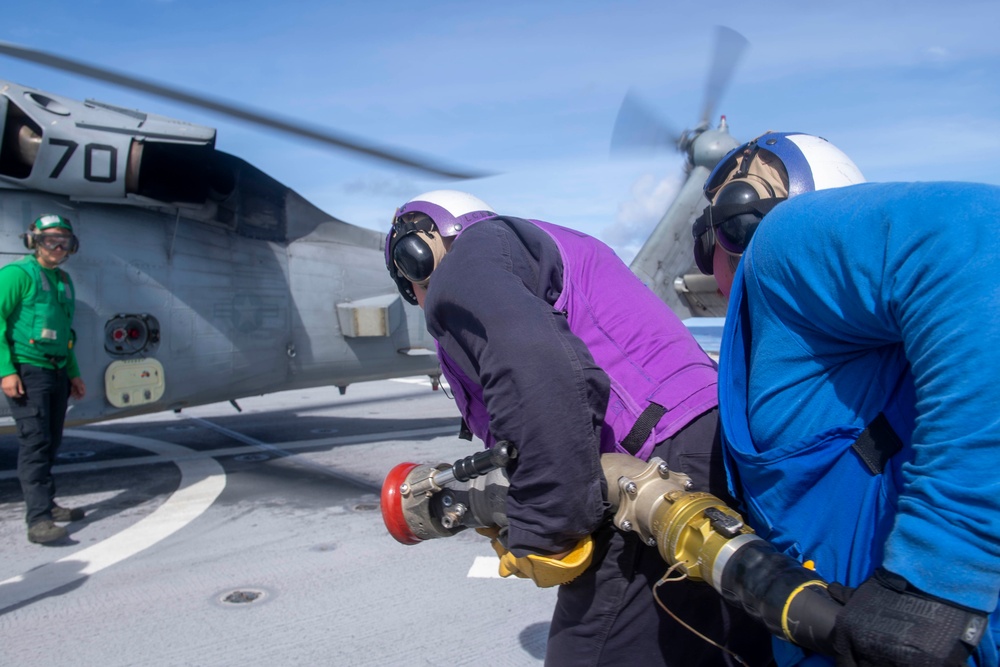 USS Manchester conducts flight operations