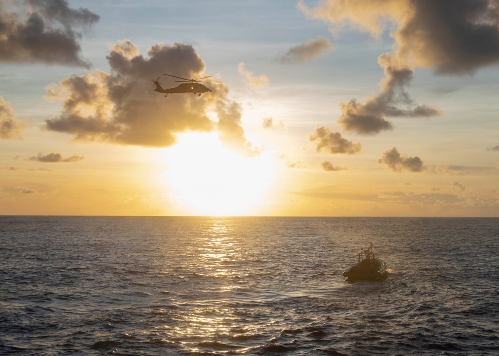 USS Manchester conducts flight operations