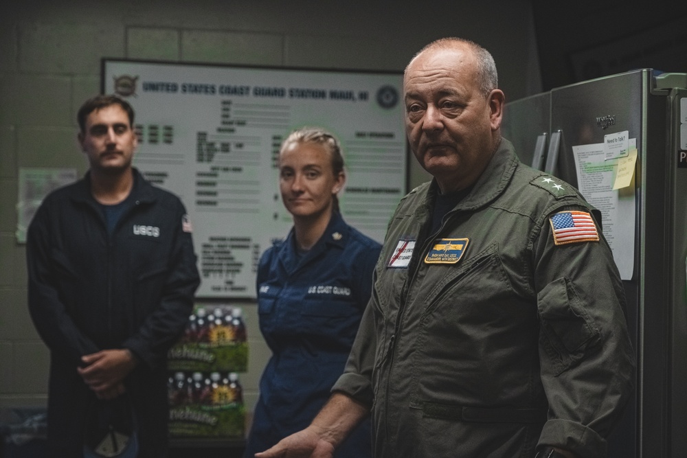 Admiral Day addressing the crew of Coast Guard Station Maui