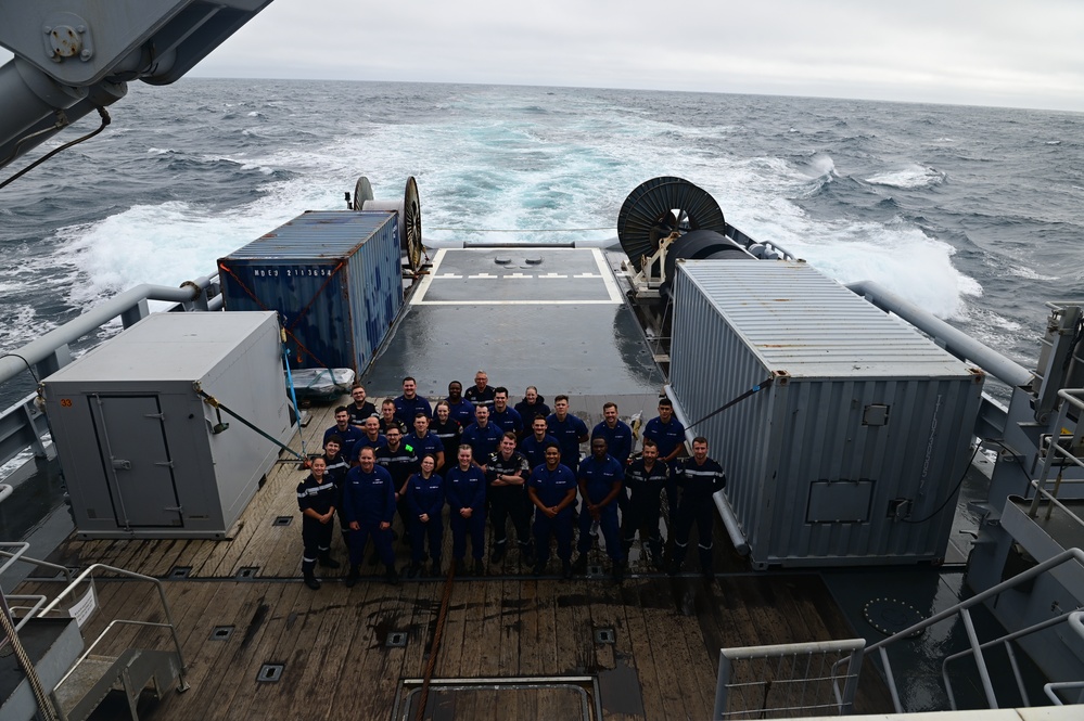 U.S. Coast Guard Cutter Forward (WMEC 911) and French navy vessel BSAM Garonne crews conduct cross-deck tours