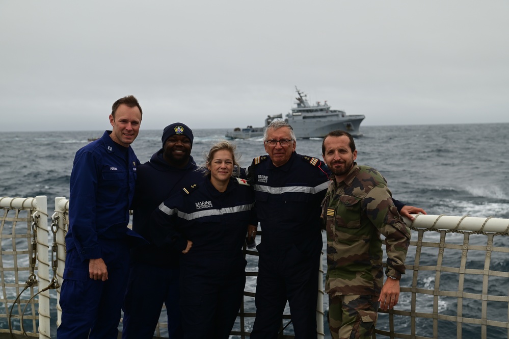 U.S. Coast Guard Cutter Forward (WMEC 911) and French navy vessel BSAM Garonne crews conduct cross-deck tours