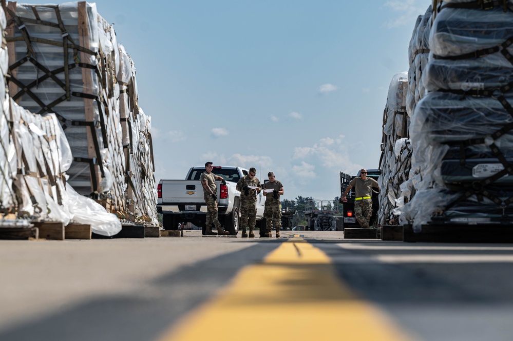 32nd APS loads 28 pallets for Denton Humanitarian Assistance Program