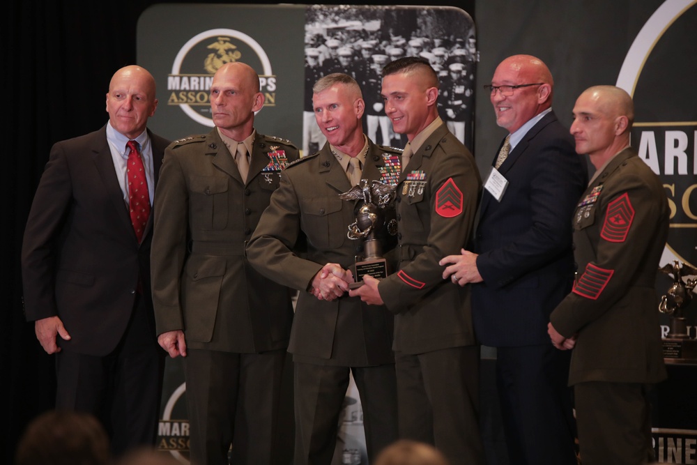 Marine from Monroe, North Carolina recieves Marksmanship Coach/Instructor of the year award