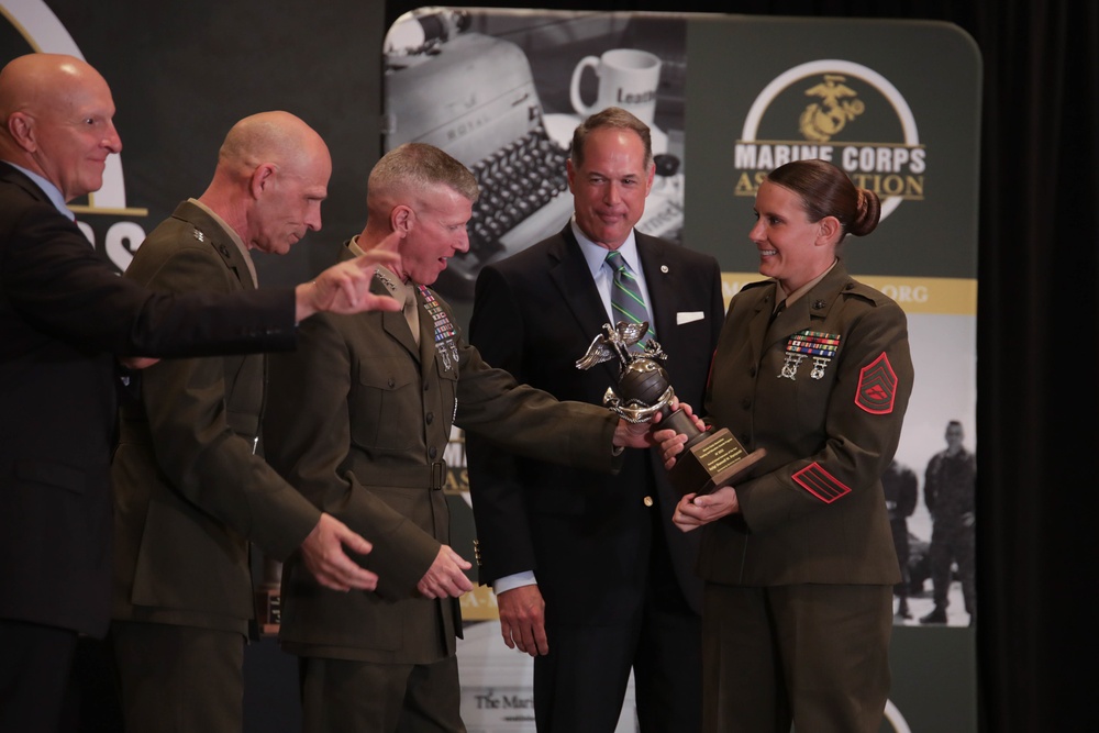 Marine from Green Bay, Wisconsin receives the Formal School Instructor of the Year Award