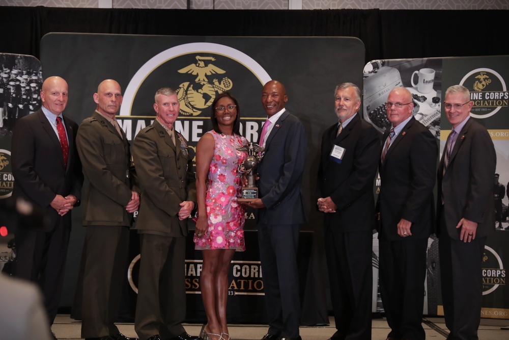 Marine from Robinsonville, Mississippi receives the MCJROTC Instructor of the Year Award