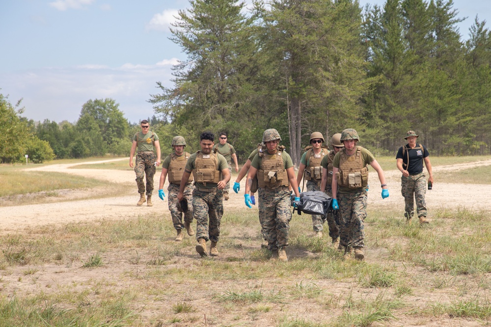 Marines practice search and retrieval operations alongside civilian search team during Northern Strike 2023