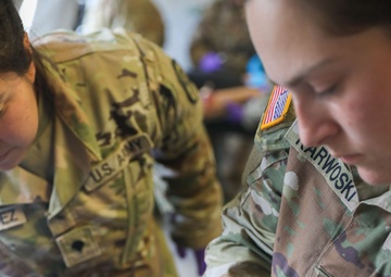 The 294th Medical Company Area Support (MCAS), Iowa National Guard, simulate a Role II facility during Northern Strike 2023