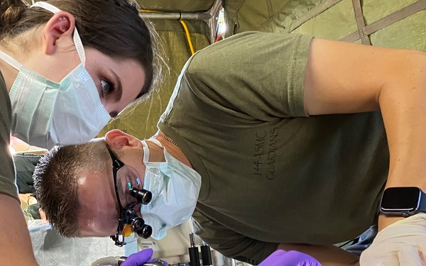 Soldiers of the 144th Area Support Medical Company, Utah National Guard, conduct field dentistry during Talisman Sabre 2023