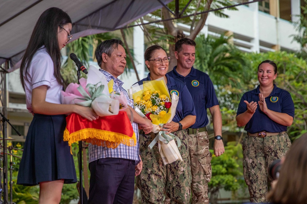 Pacific Partnership 2023 band perform a concert at Luong Van Chanh High School