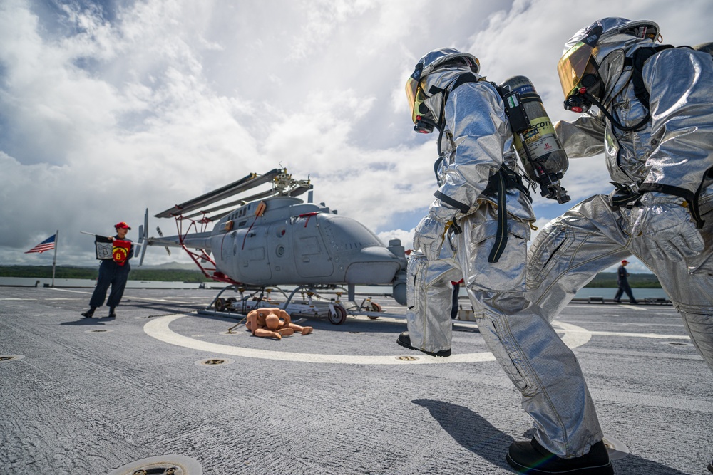USS Manchester Aircraft Fire Fighting Drill