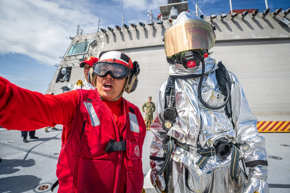 USS Manchester Aircraft Fire Fighting Drill