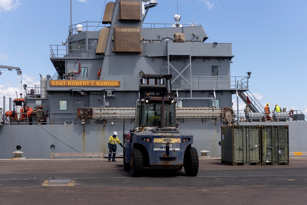 MRF-D loads equipment in preparation for Exercise Super Garuda Shield 23