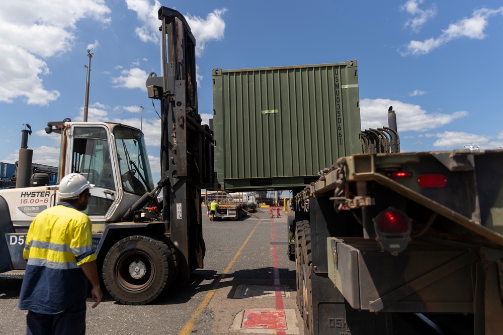 MRF-D loads equipment in preparation for Exercise Super Garuda Shield 23