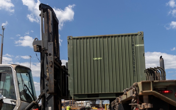MRF-D loads equipment in preparation for Exercise Super Garuda Shield 23