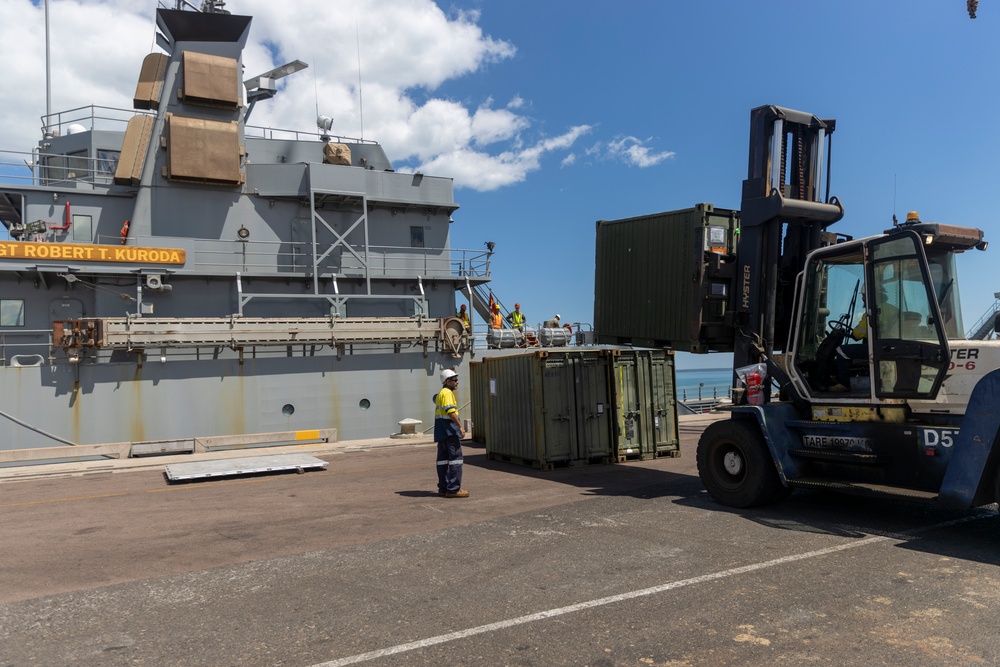 MRF-D loads equipment in preparation for Exercise Super Garuda Shield 23