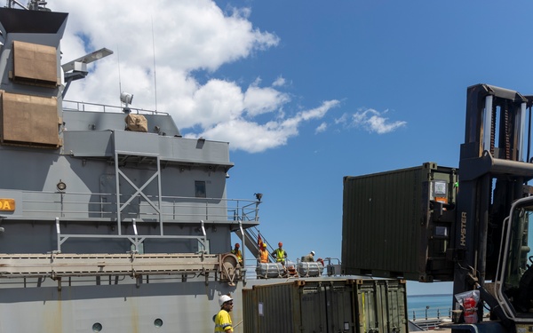 MRF-D loads equipment in preparation for Exercise Super Garuda Shield 23