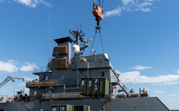 MRF-D loads equipment in preparation for Exercise Super Garuda Shield 23