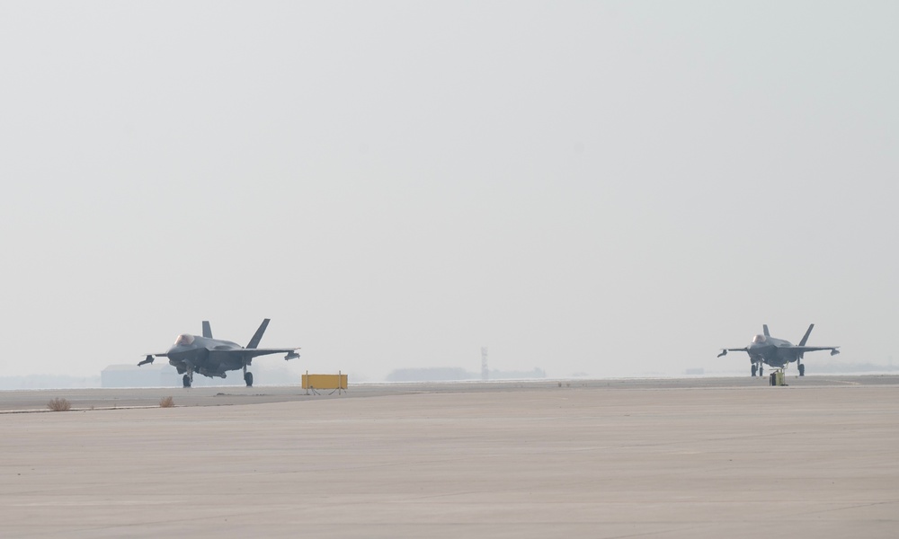 F-35 arrival at a base in the U.S. Central Command area of responsibility